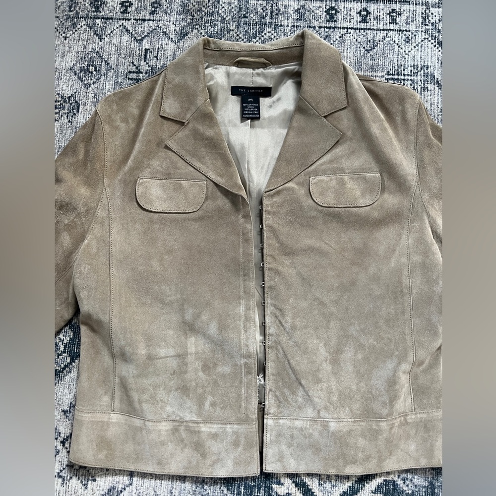 NWOT The Limited Suede/Leather Eye Hook Closure Lightweight Jacket  (M)